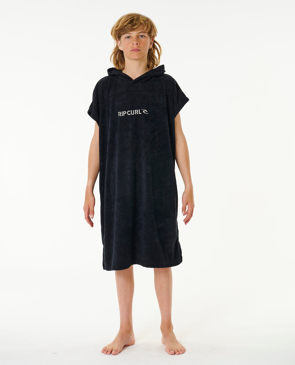 BRAND HOODED TOWEL - BOY - black/grey