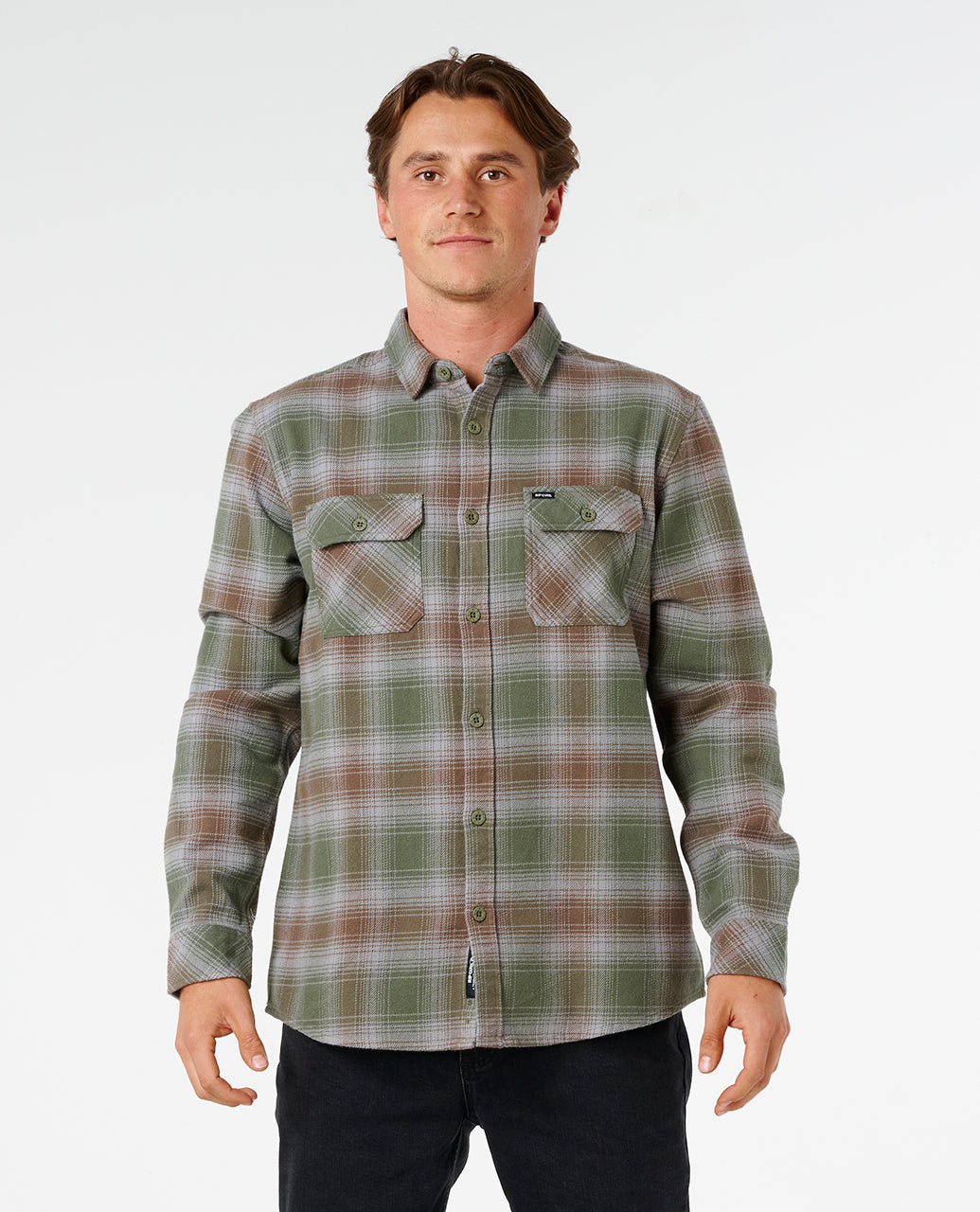 COUNT FLANNEL SHIRT - dark olive