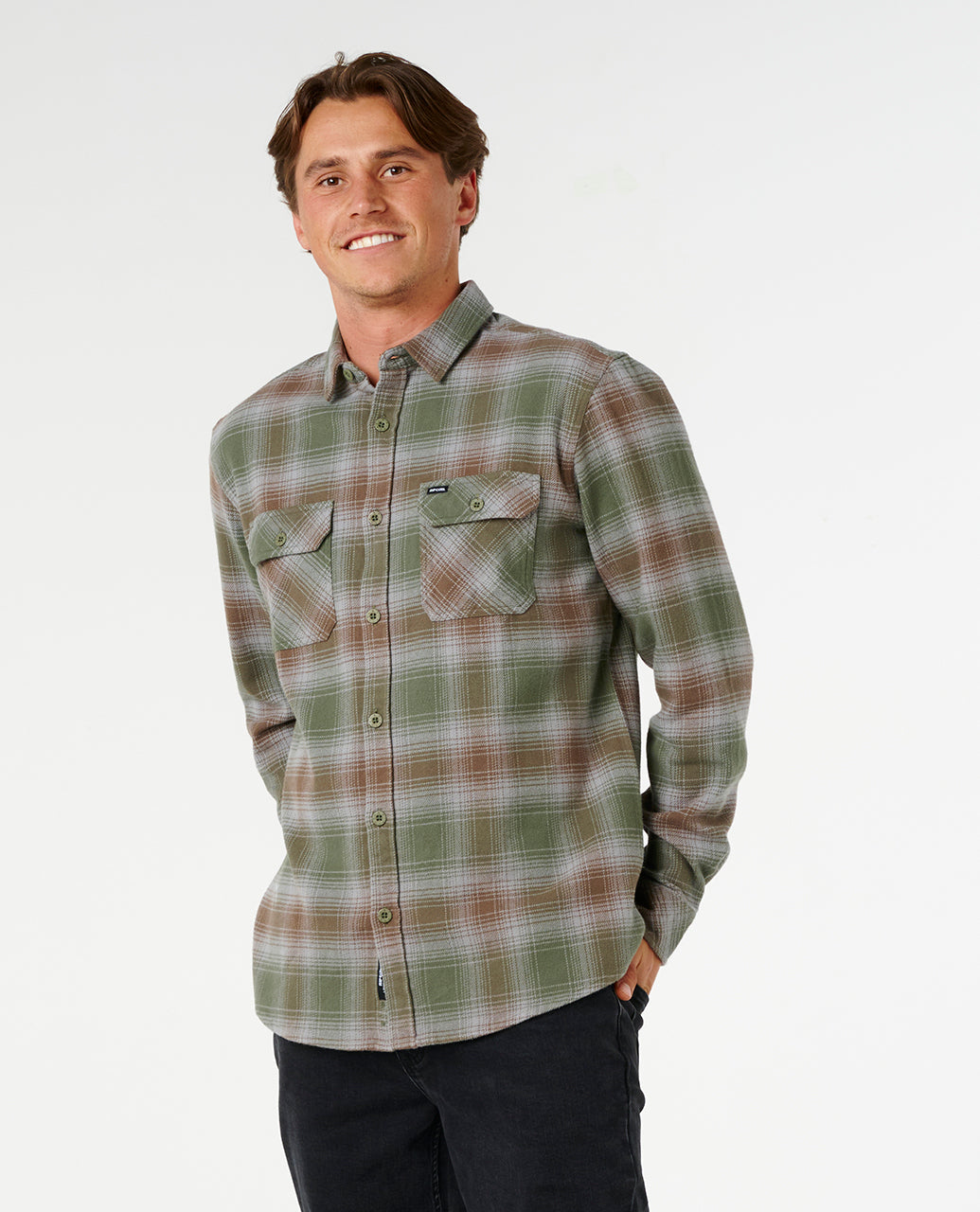 COUNT FLANNEL SHIRT - dark olive