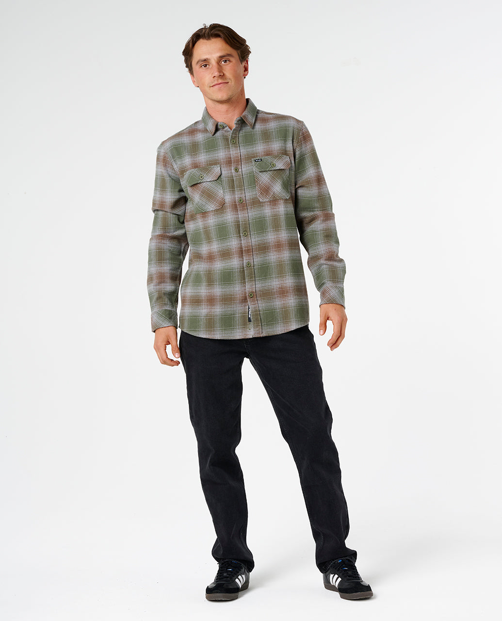 COUNT FLANNEL SHIRT - dark olive