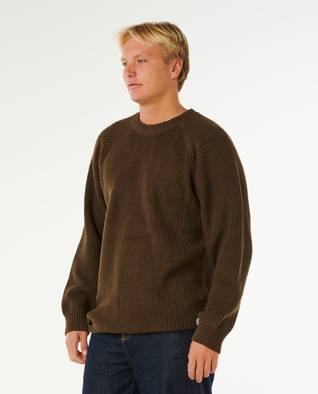 PREMIUM SURF KNIT CREW - coffee