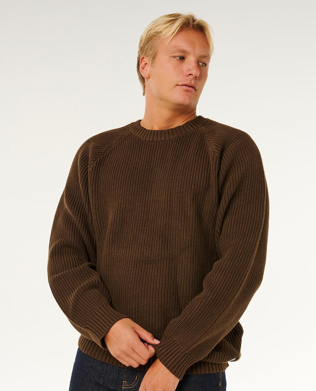 PREMIUM SURF KNIT CREW - coffee