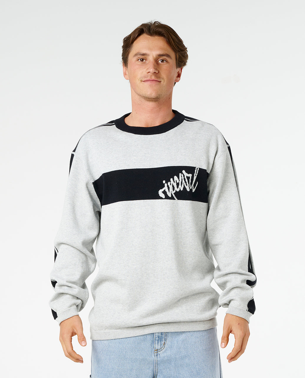 PANEL BEATER KNIT CREW - grey marle