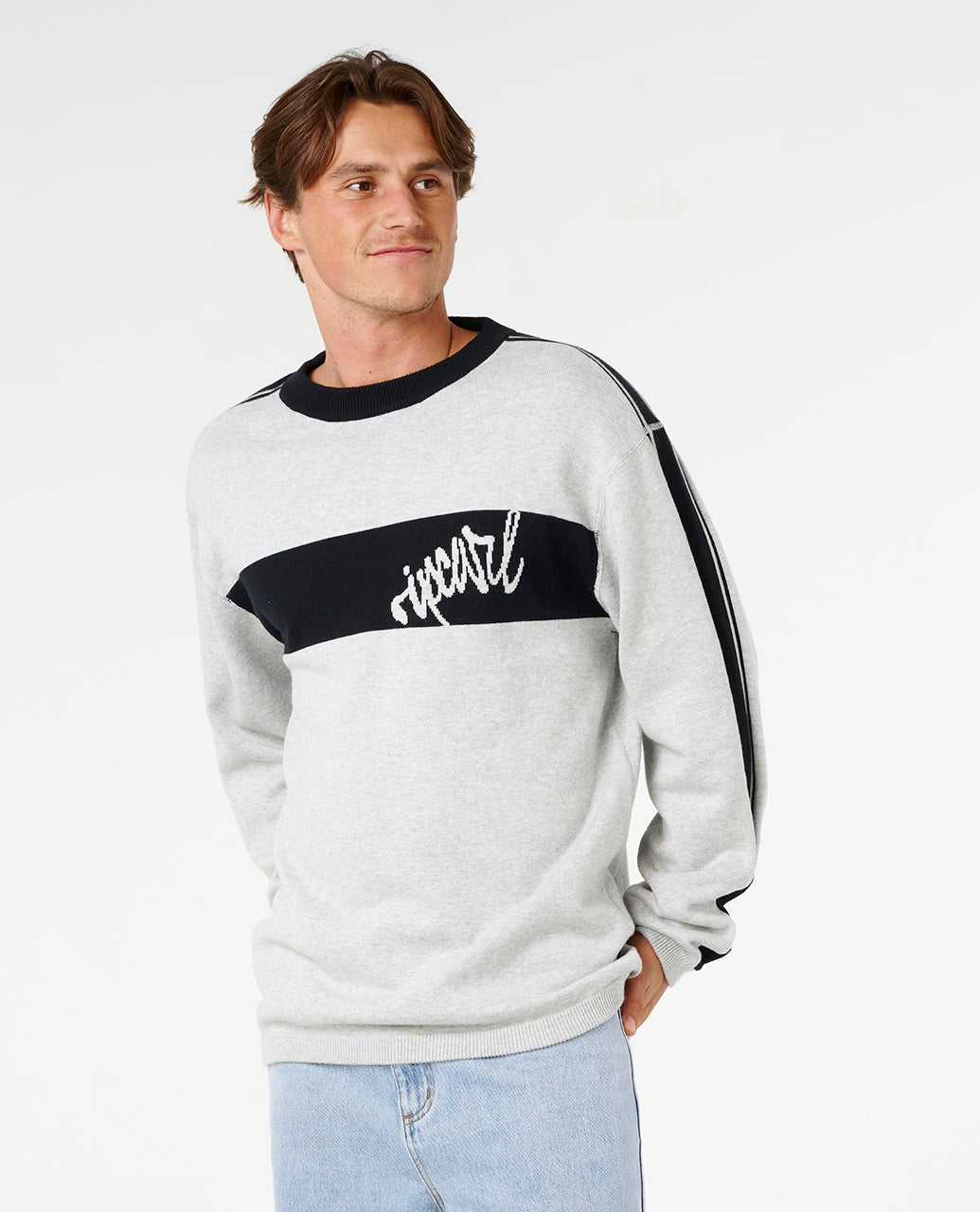 PANEL BEATER KNIT CREW - grey marle
