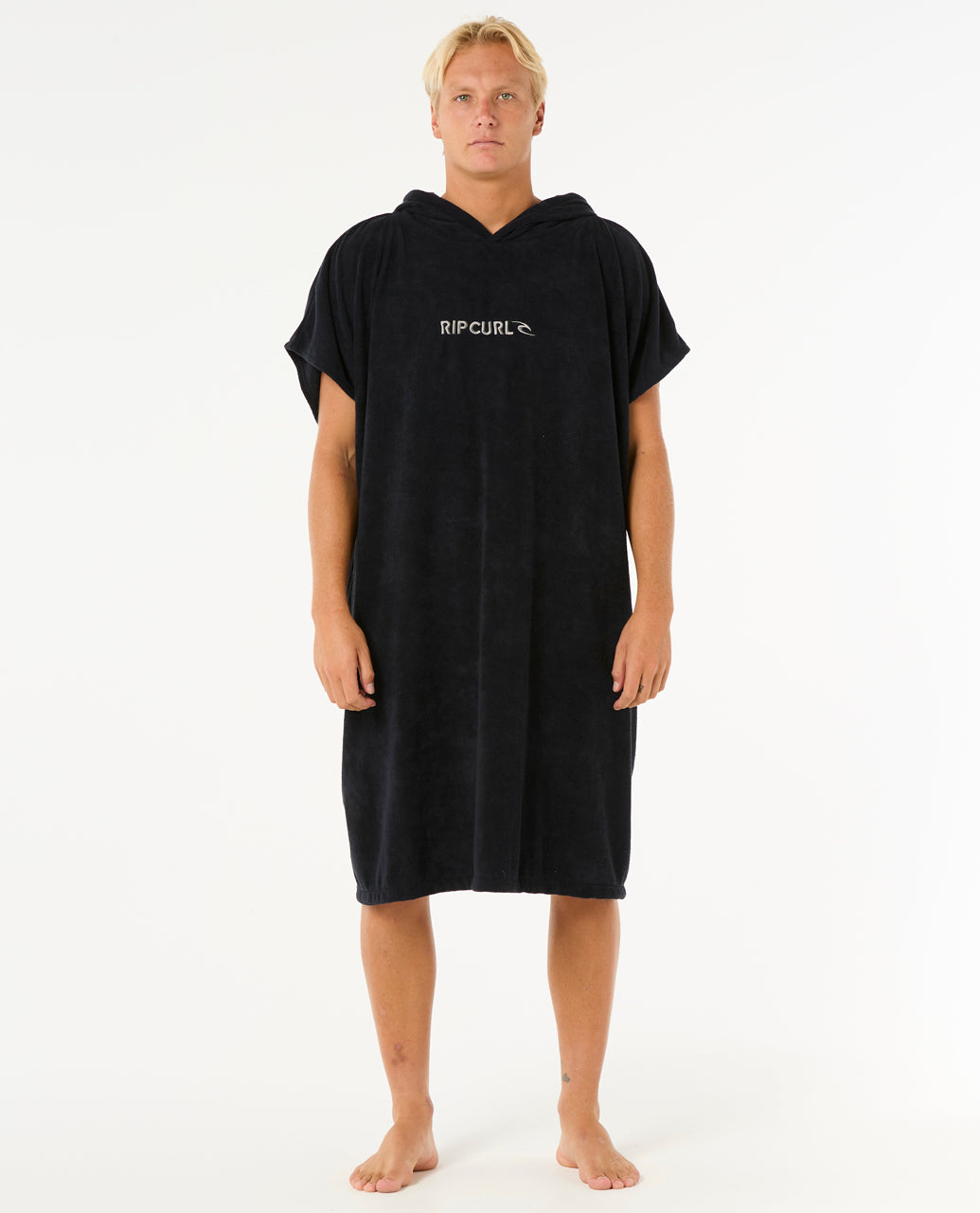 BRAND HOODED TOWEL - black/grey