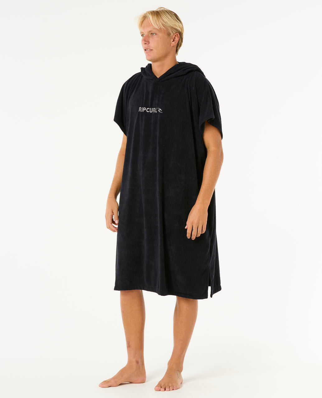 BRAND HOODED TOWEL - black/grey