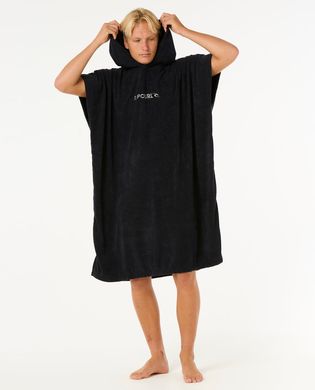 BRAND HOODED TOWEL - black/grey