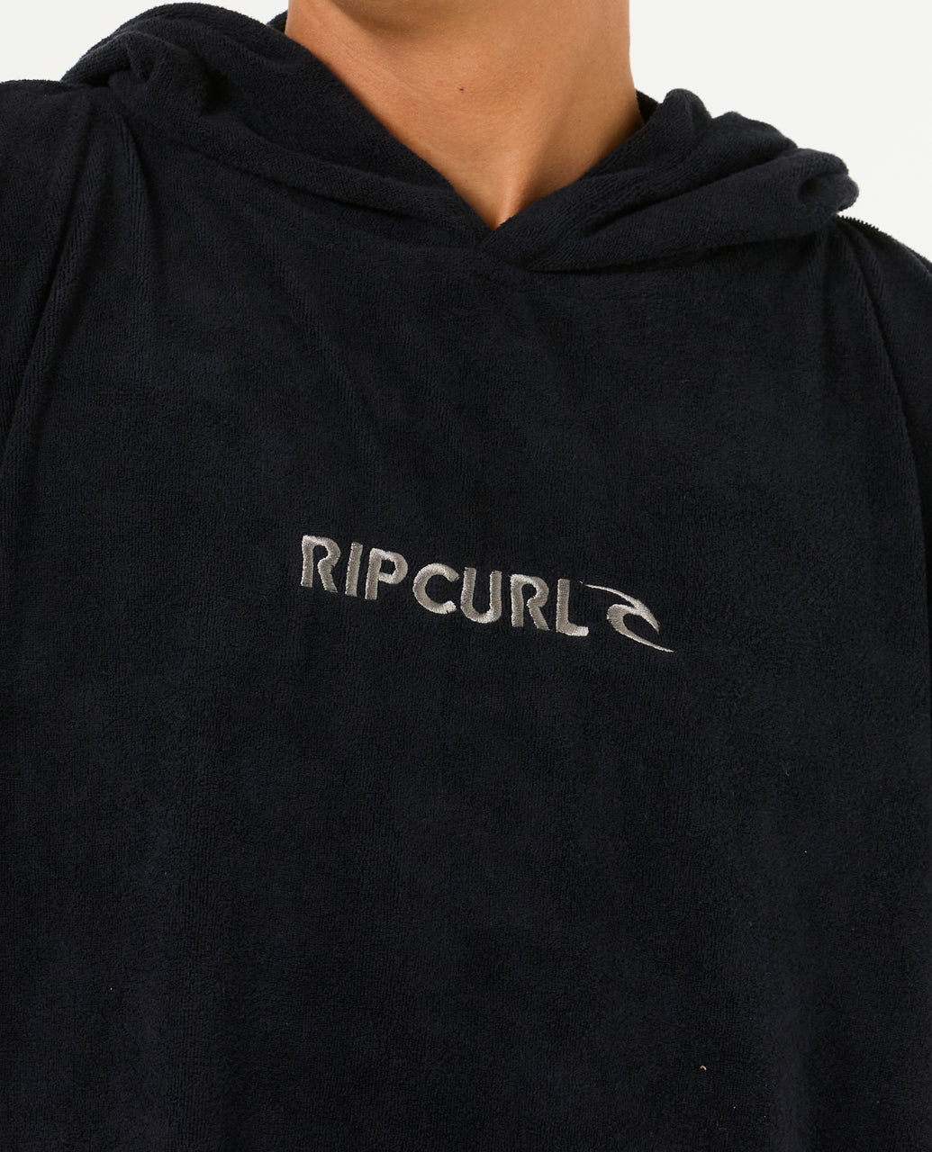 BRAND HOODED TOWEL - black/grey