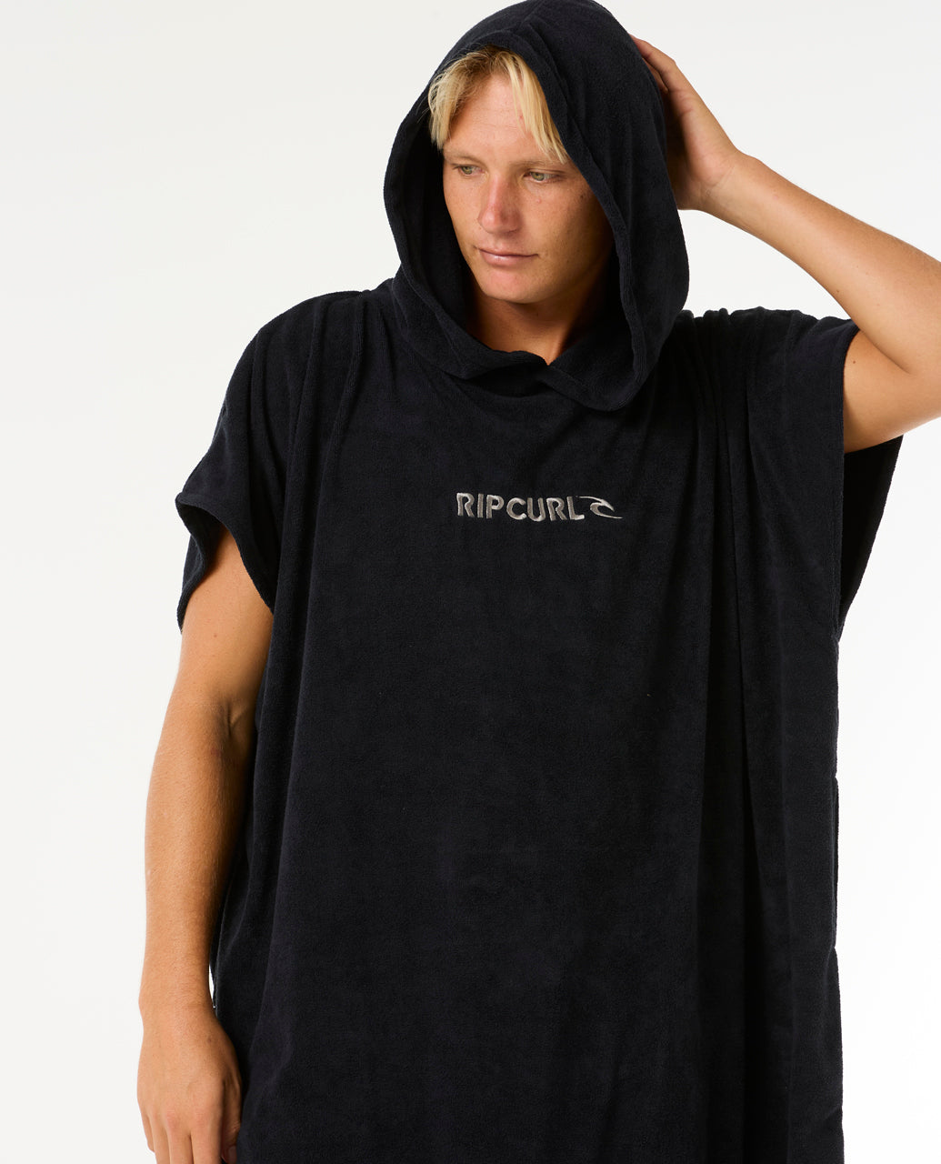BRAND HOODED TOWEL - black/grey