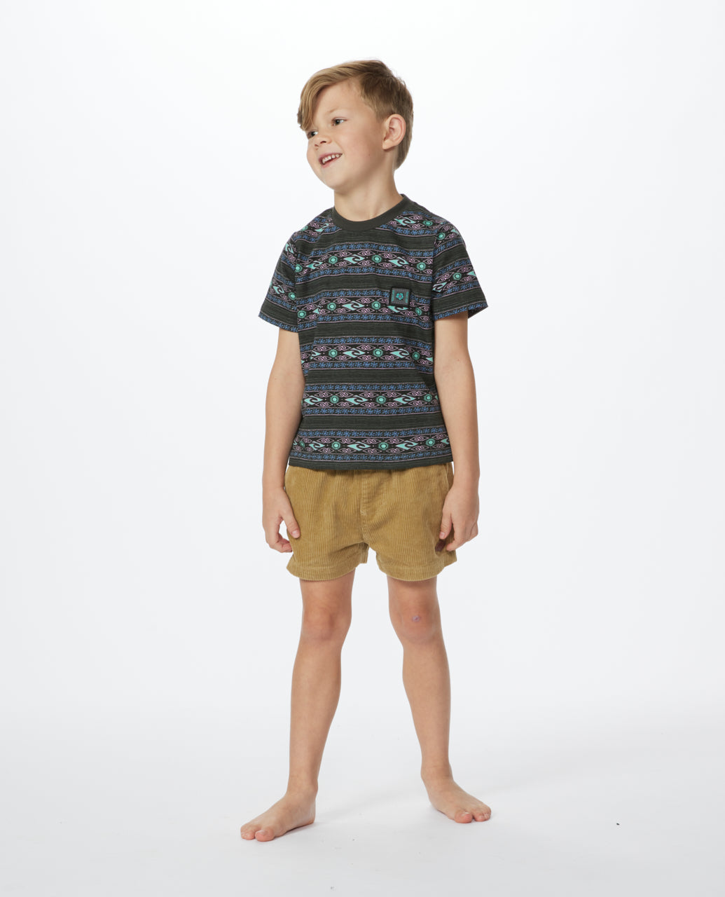 MYSTIC WAVES STRIPE TEE - BOYS - washed black
