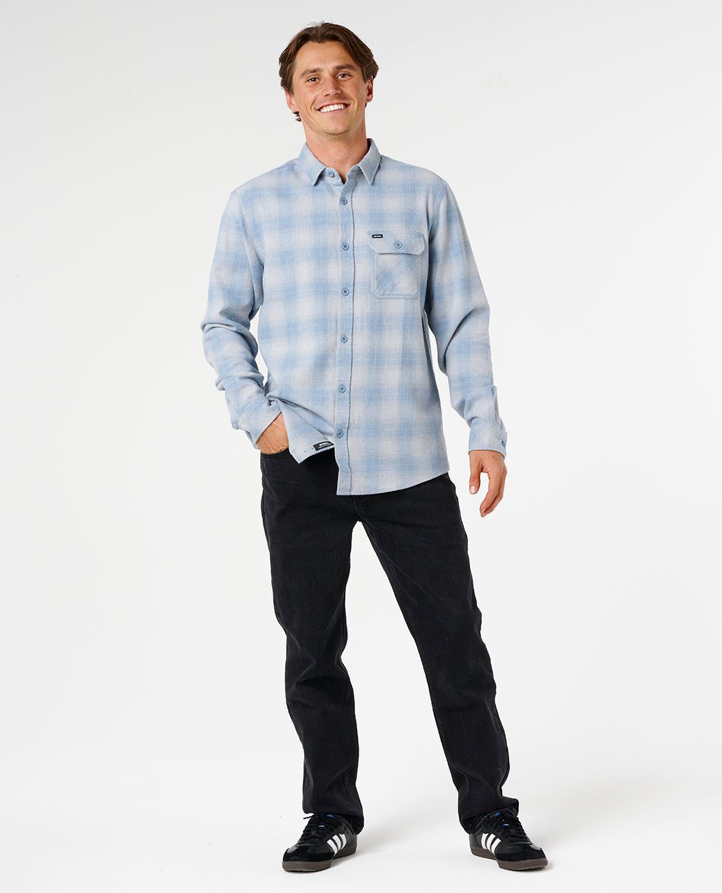 GRINNERS FLANNEL - faded denim