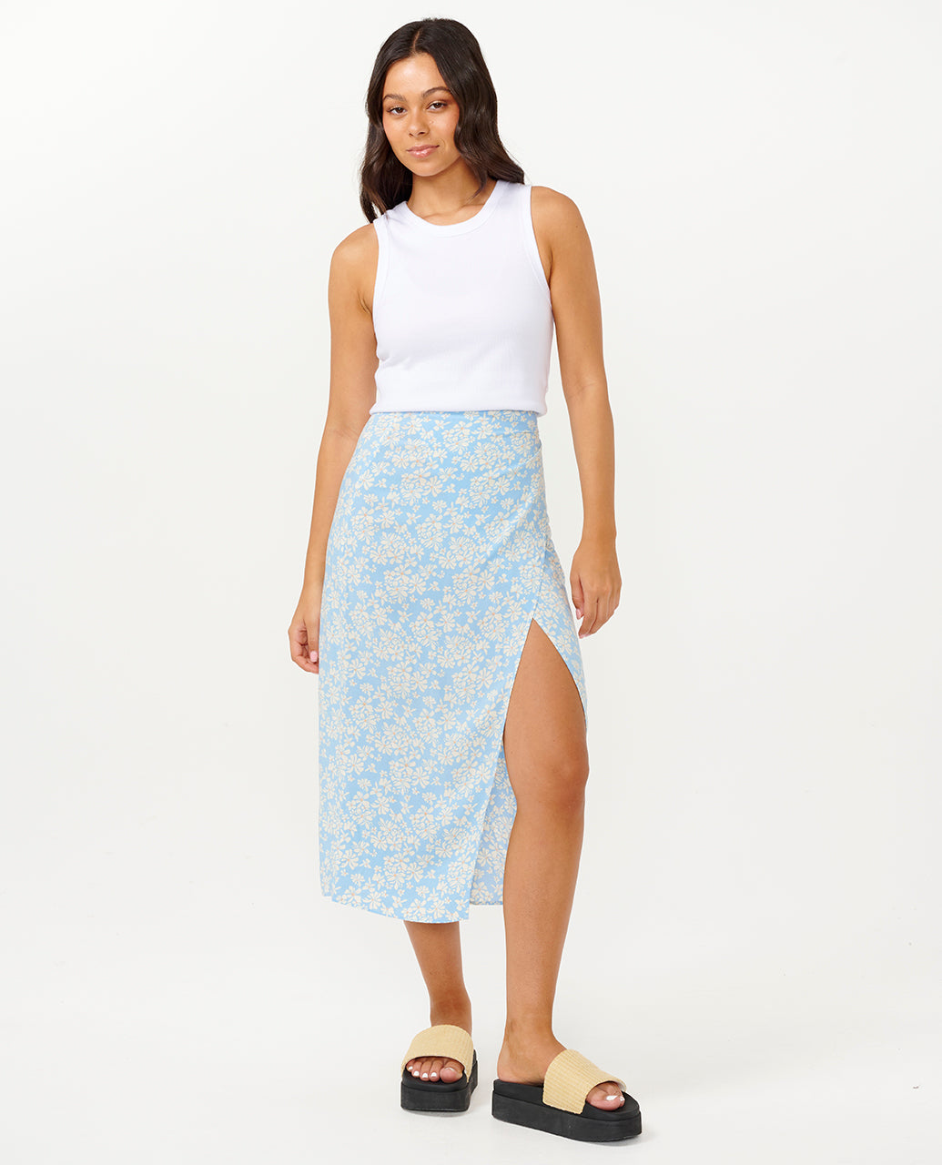 DESERT DREAMS MIDI SKIRT - mid blue