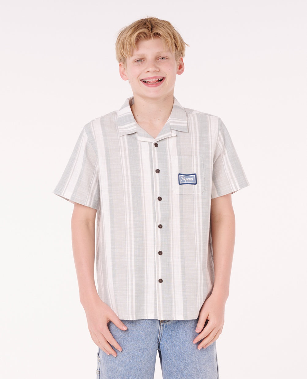 MOD CALI STRIPE SS SHIRT BOY - bluefin