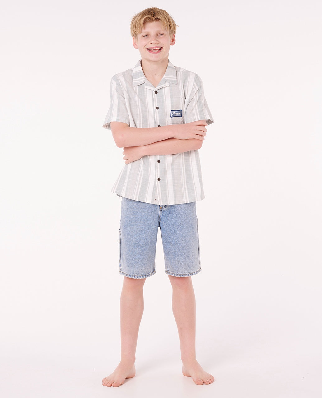 MOD CALI STRIPE SS SHIRT BOY - bluefin