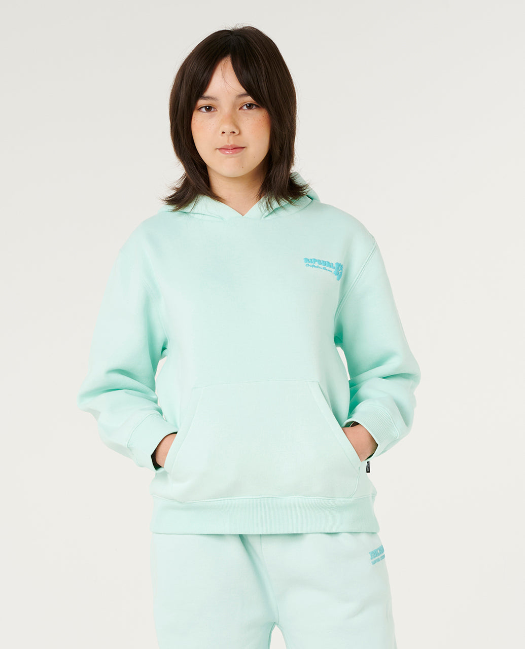 HIBISCUS HEAT HOOD-GRL - light sea blue