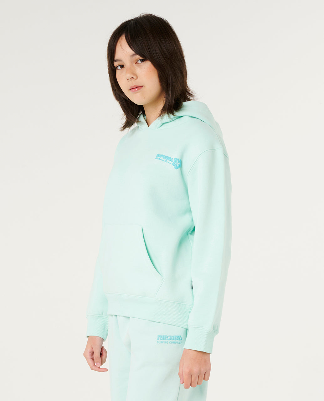 HIBISCUS HEAT HOOD-GRL - light sea blue