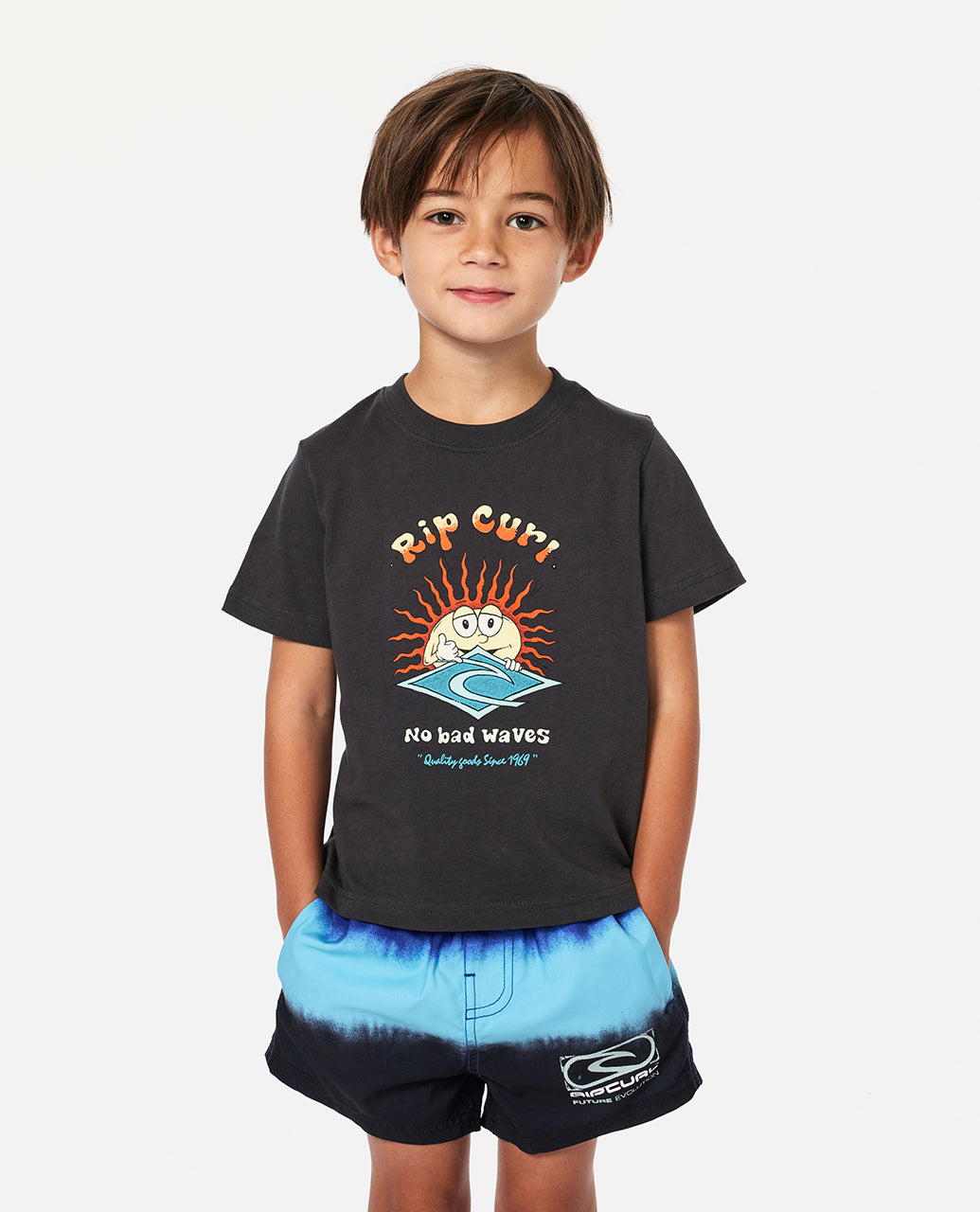 SUN SHAKA TEE - BOY - washed black