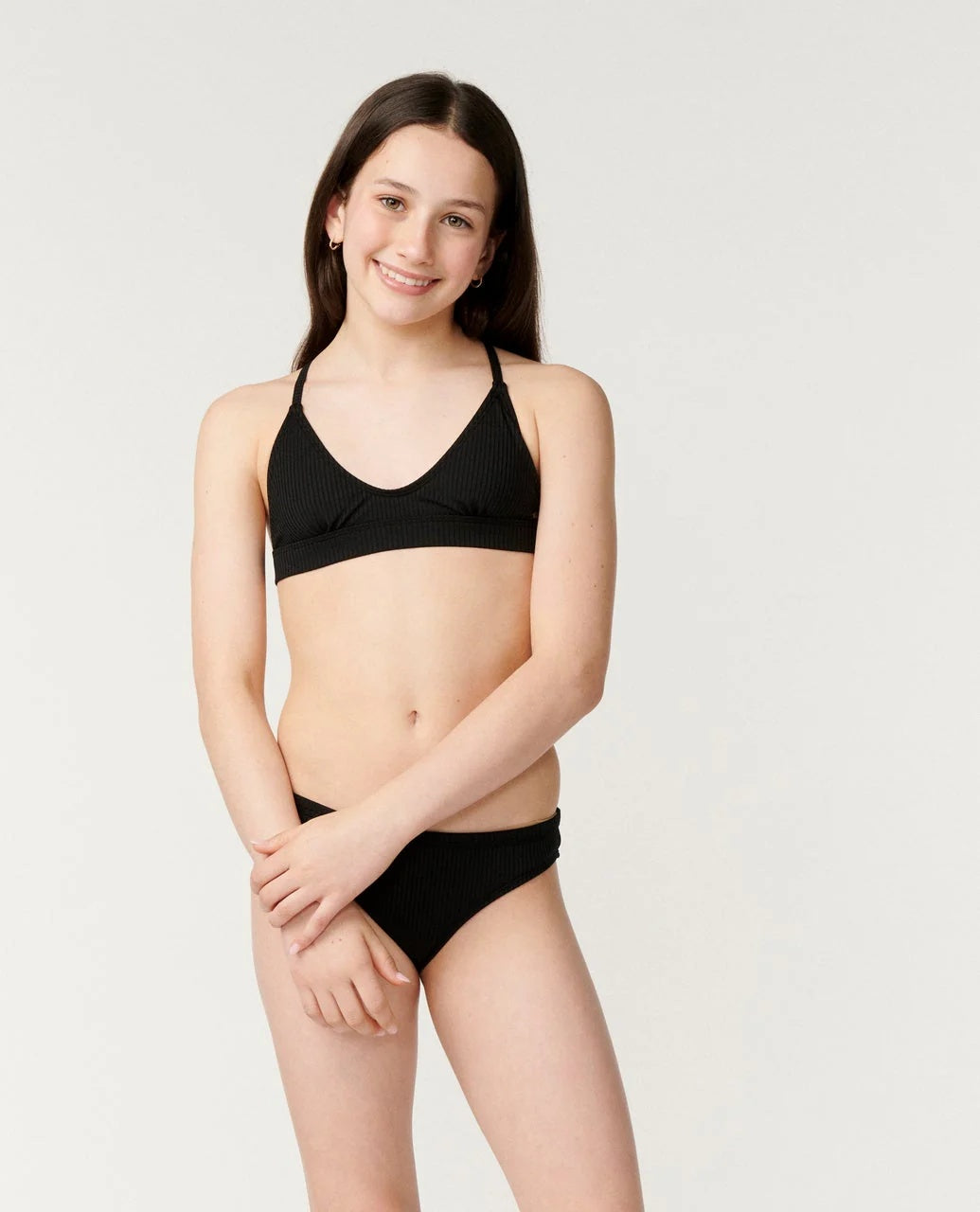 PREMIUM RIB TRI BIKINI GIRL - black