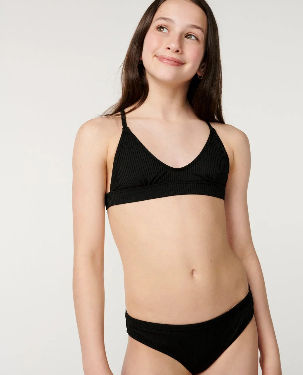 PREMIUM RIB TRI BIKINI GIRL - black