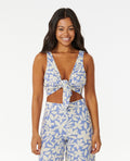 HOLIDAY TROPICS TOP - mid blue