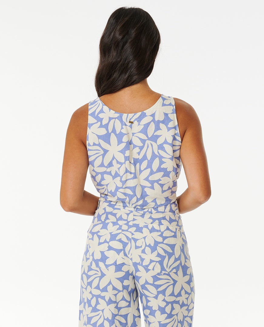 HOLIDAY TROPICS TOP - mid blue