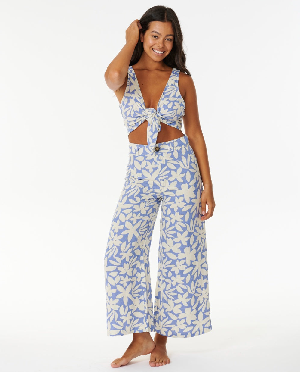 HOLIDAY TROPICS TOP - mid blue