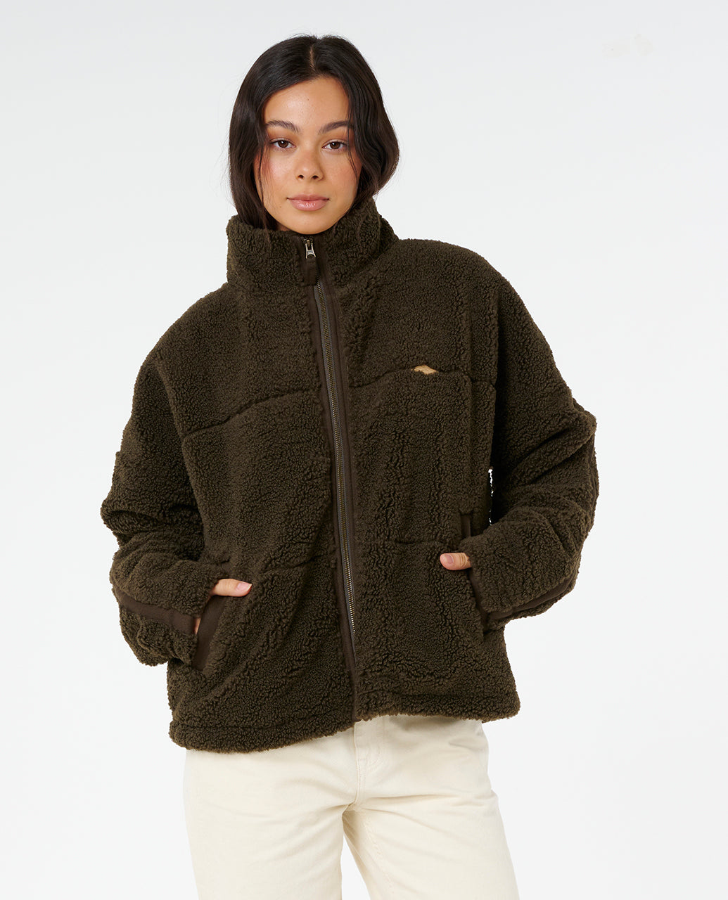 CALA NIGHTS SHERPA JACKET - black olive