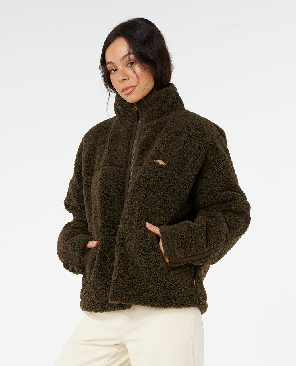 CALA NIGHTS SHERPA JACKET - black olive