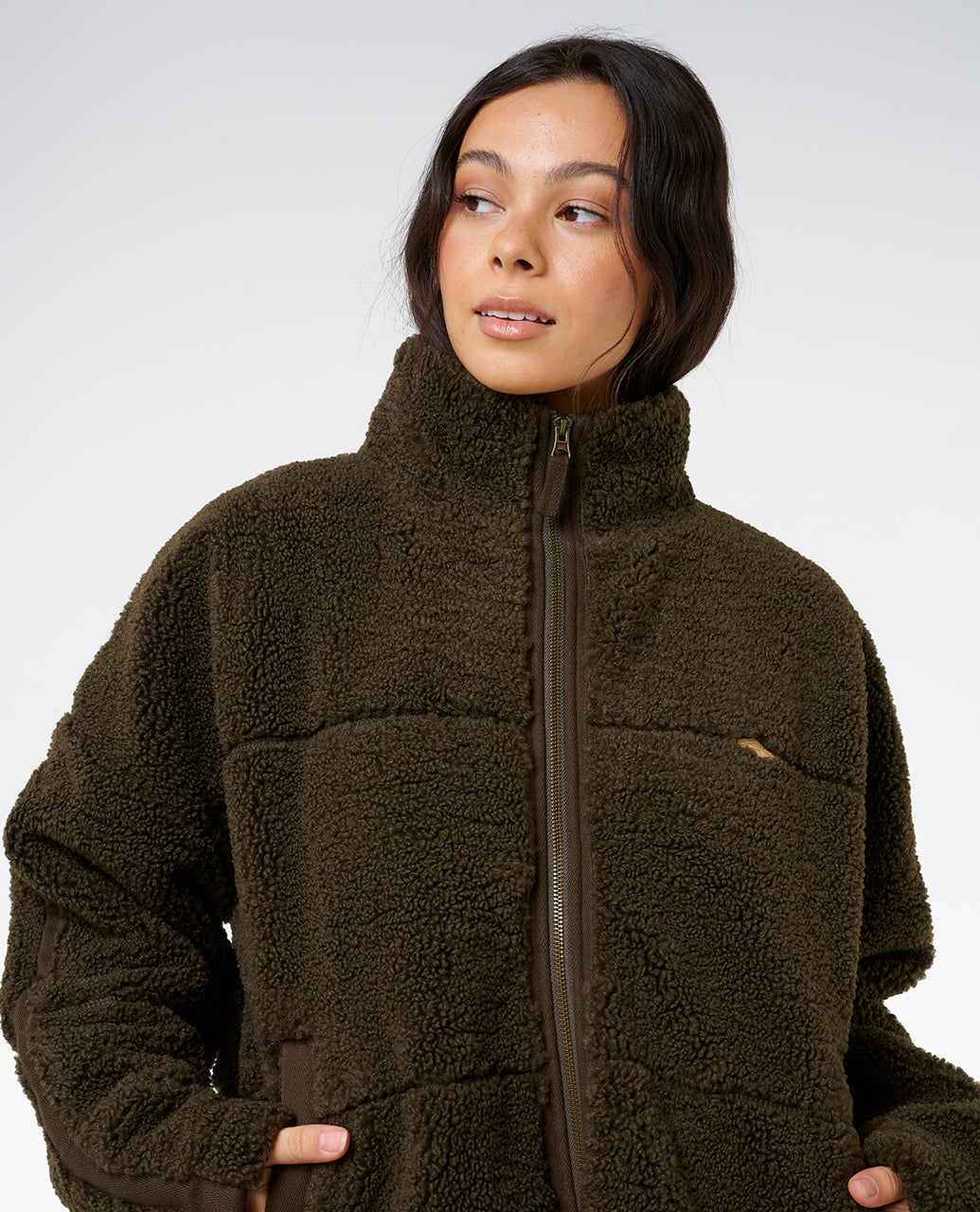 CALA NIGHTS SHERPA JACKET - black olive