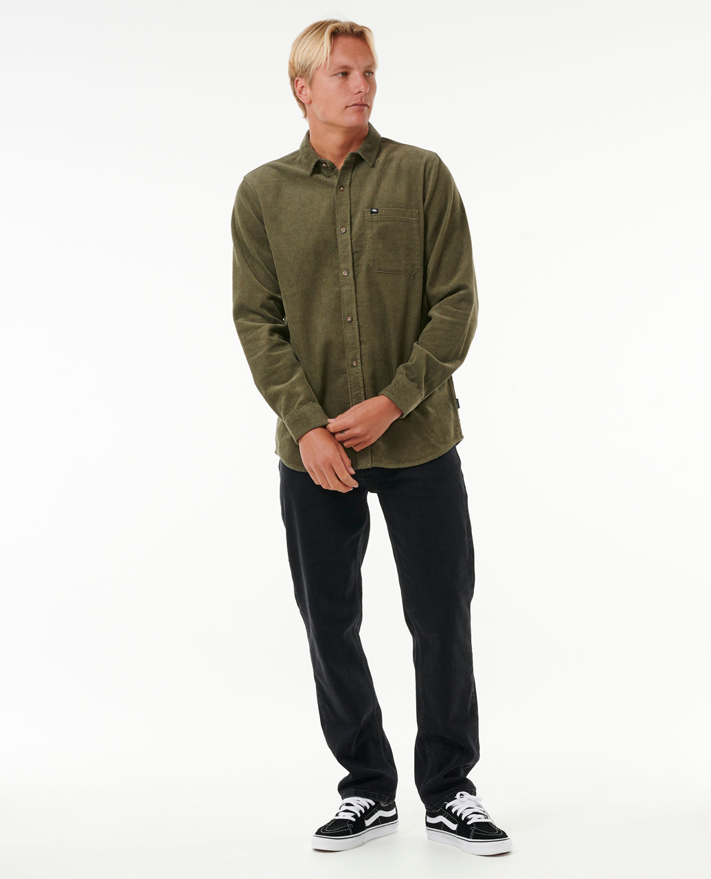 CLASSIC SURF CORD L/S - dusty olive