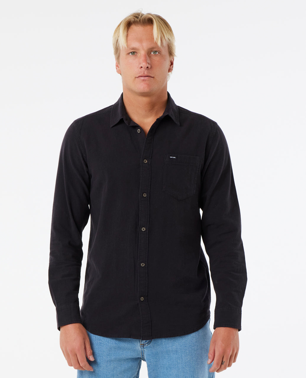 WASHED L/S SHRT - washed black
