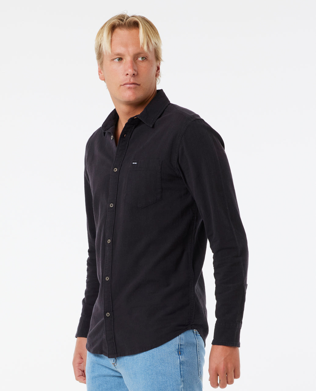 WASHED L/S SHRT - washed black