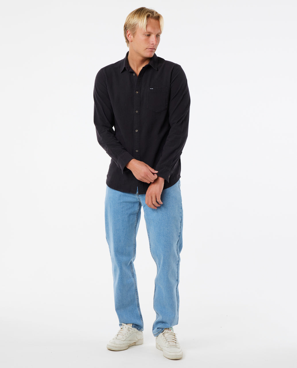 WASHED L/S SHRT - washed black