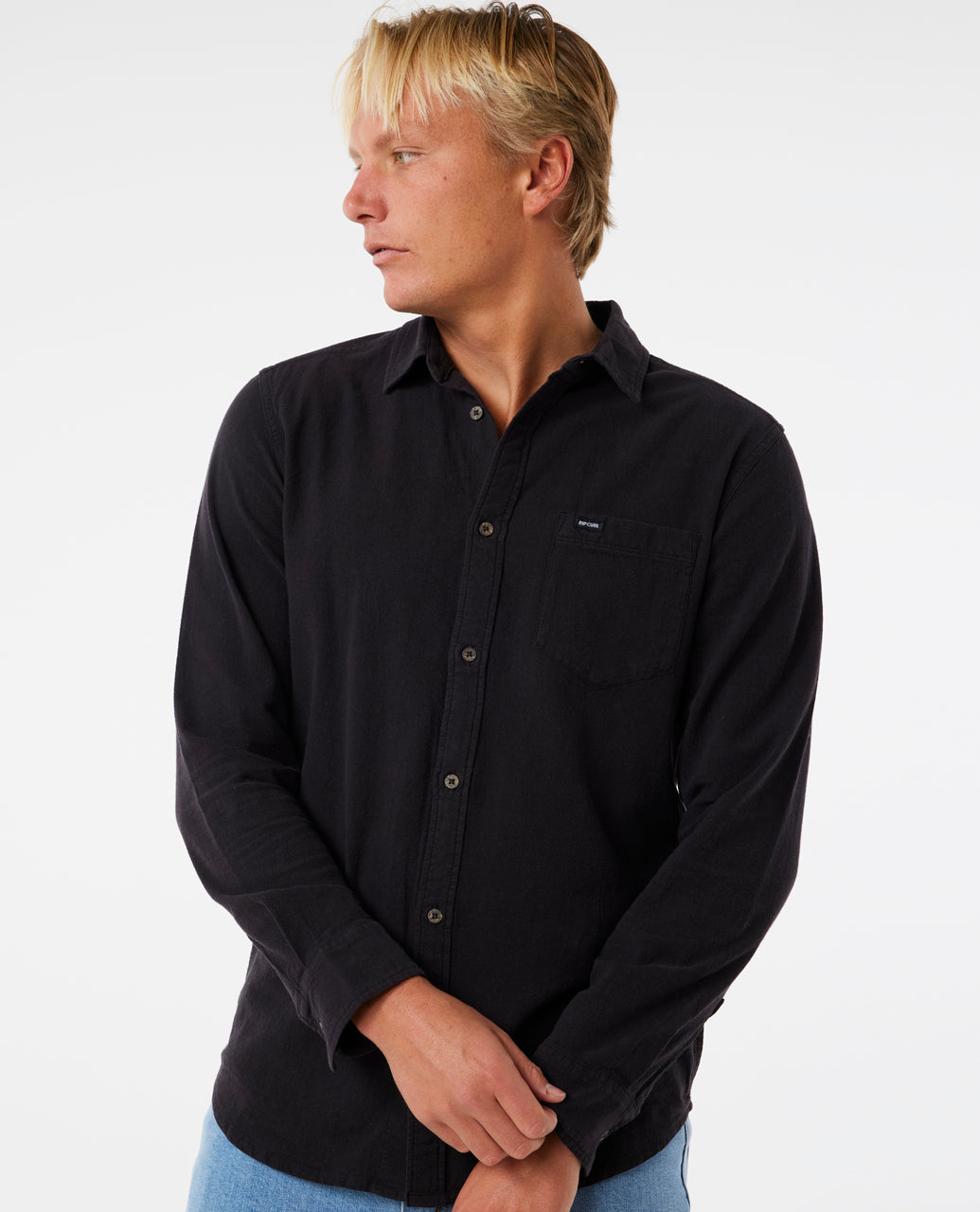 WASHED L/S SHRT - washed black