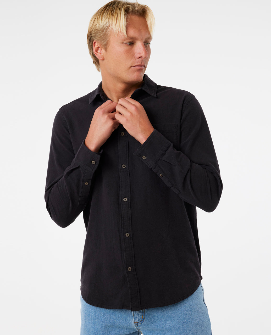 WASHED L/S SHRT - washed black