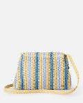 CROCHET FRAMED CLUTCH - blue/natural