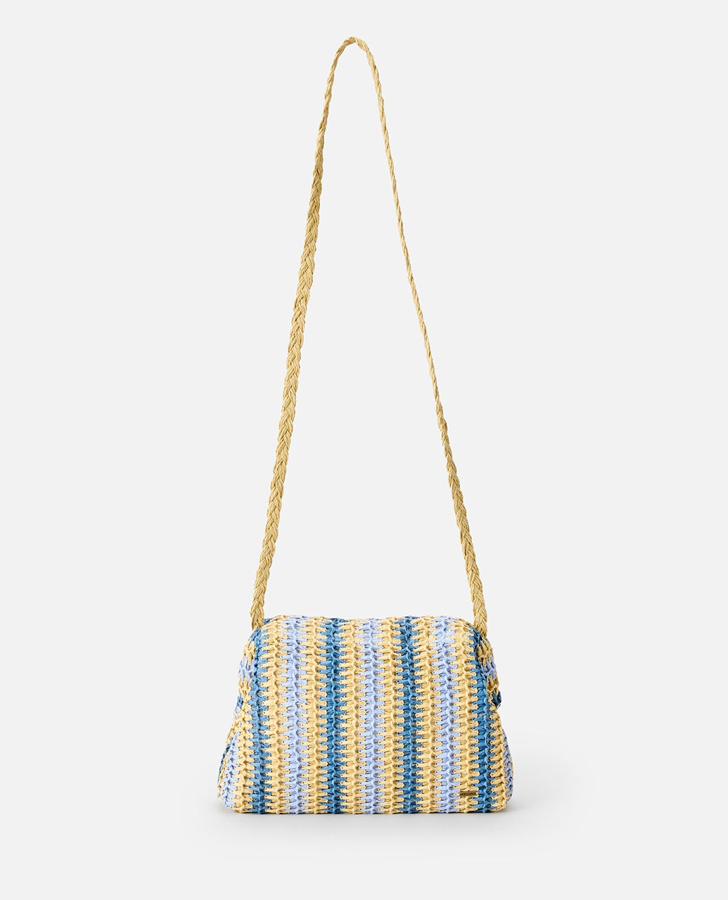 CROCHET FRAMED CLUTCH - blue/natural