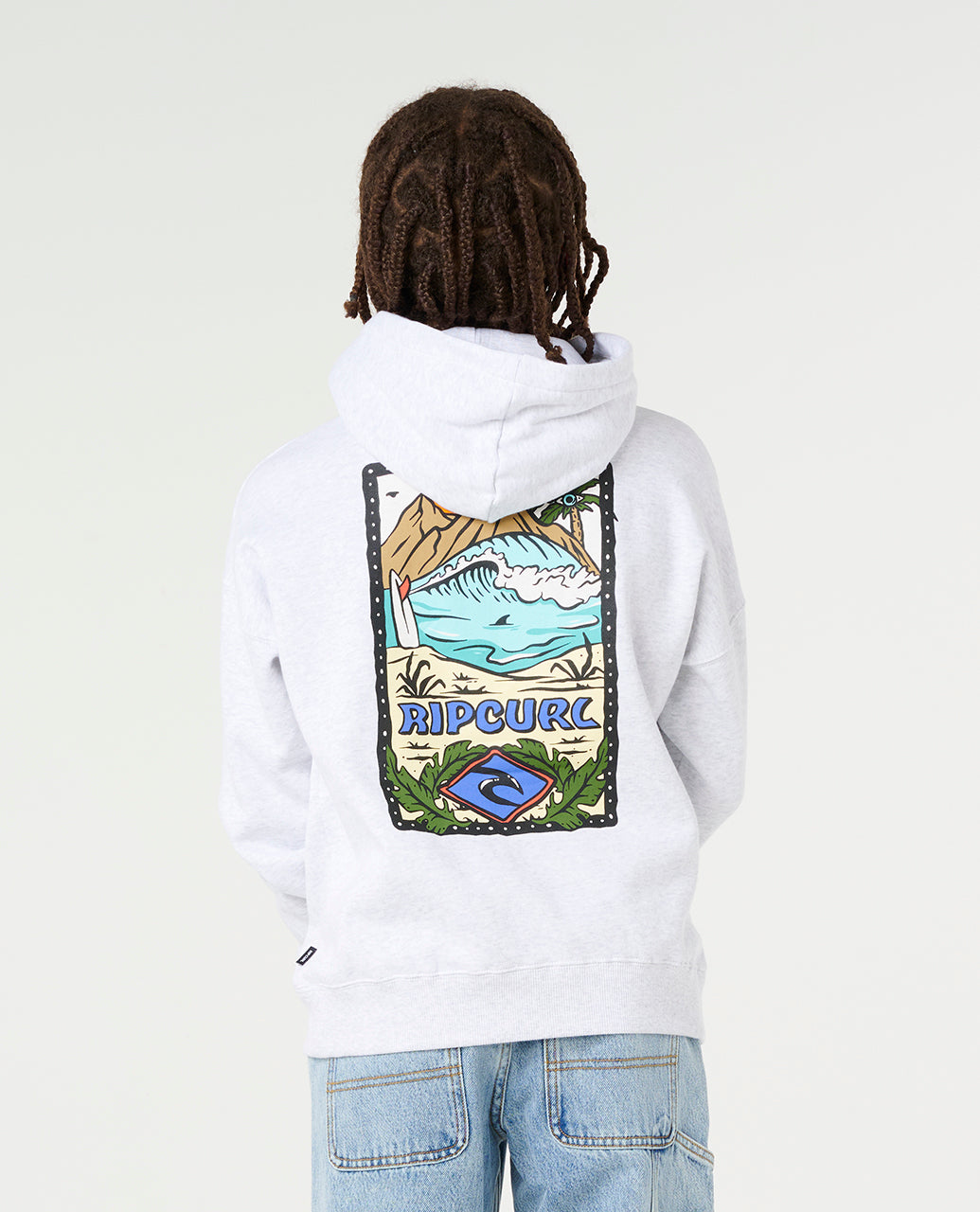 SUNSET SESH ART HOOD-B - light grey heat