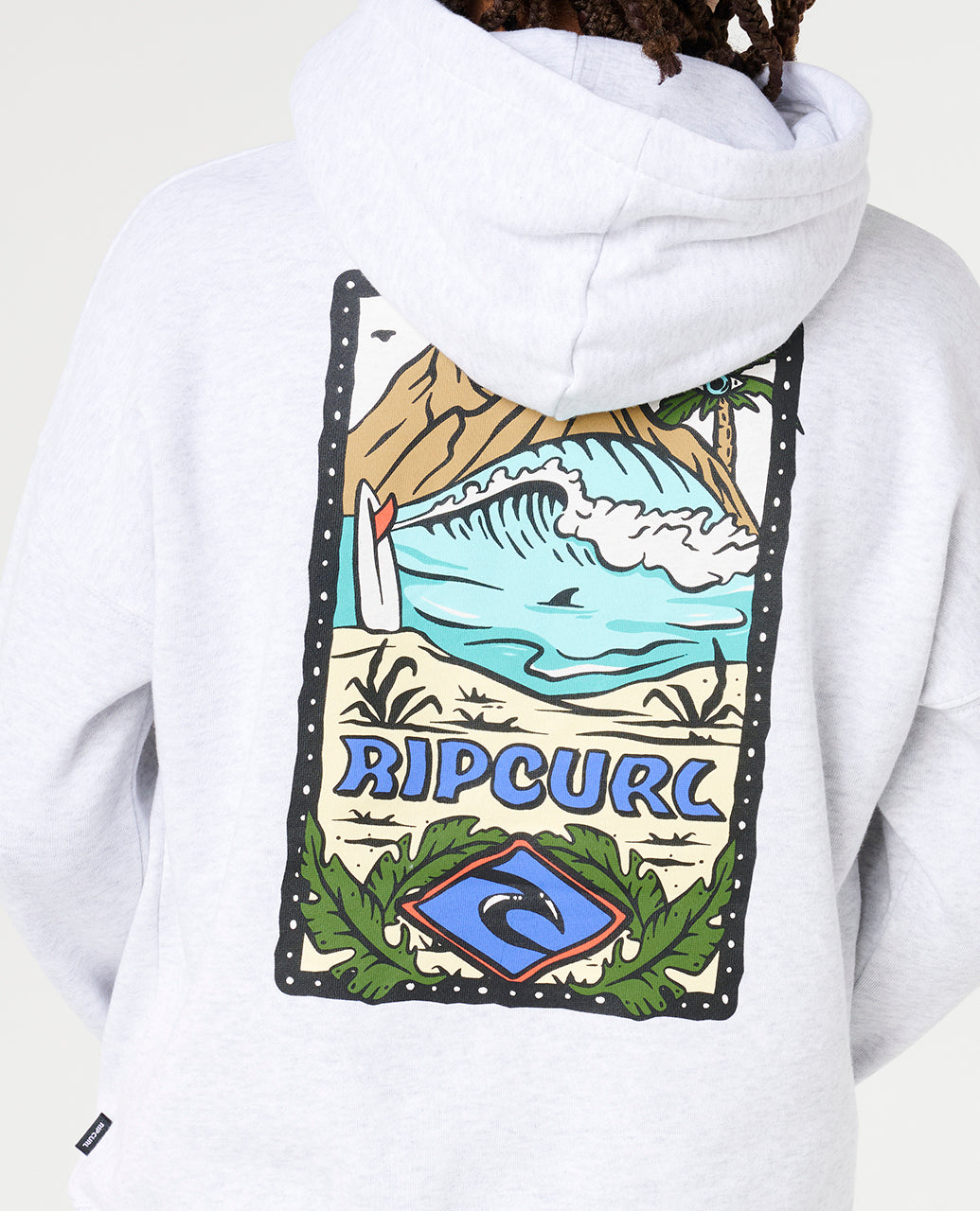 SUNSET SESH ART HOOD-B - light grey heat
