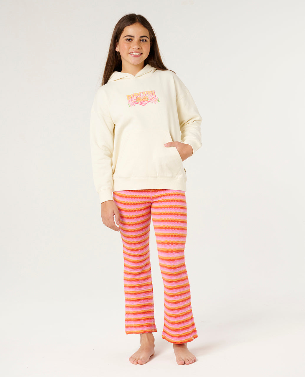TROPICAL DAWN HOODIE-GIRL - bone