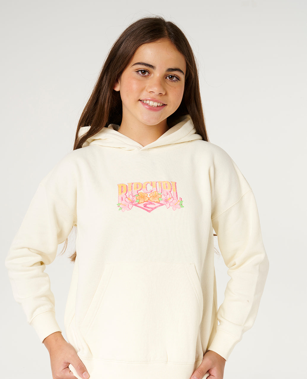 TROPICAL DAWN HOODIE-GIRL - bone