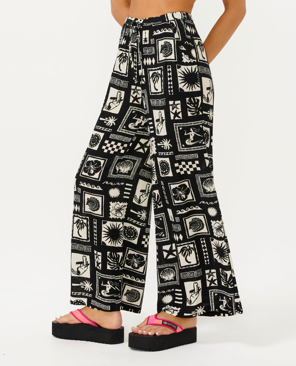 BEACH PARTY WIDE LEG PANT - black