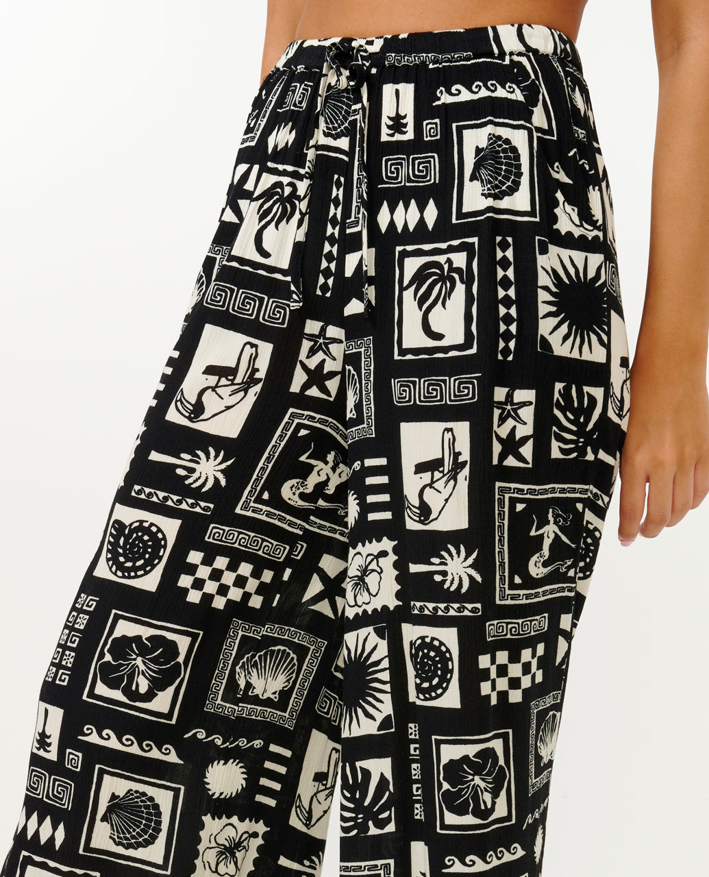BEACH PARTY WIDE LEG PANT - black