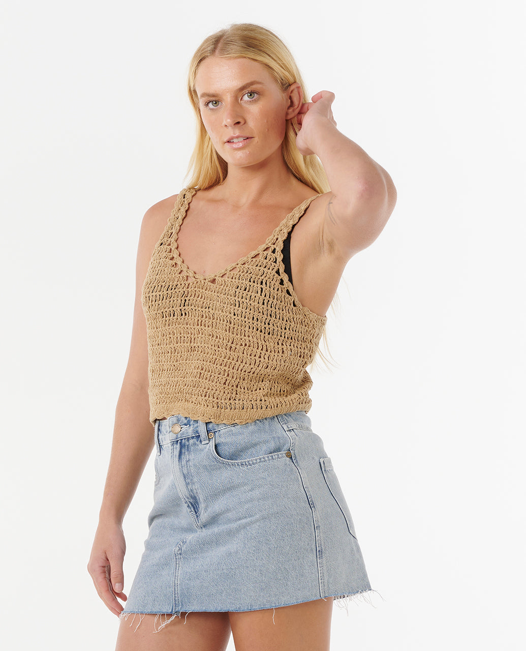 SOLEIL CROCHET TOP - taupe
