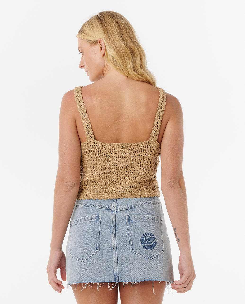 SOLEIL CROCHET TOP - taupe