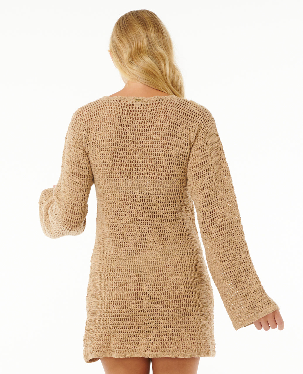 SOLEIL CROCHET MINI DRESS - taupe