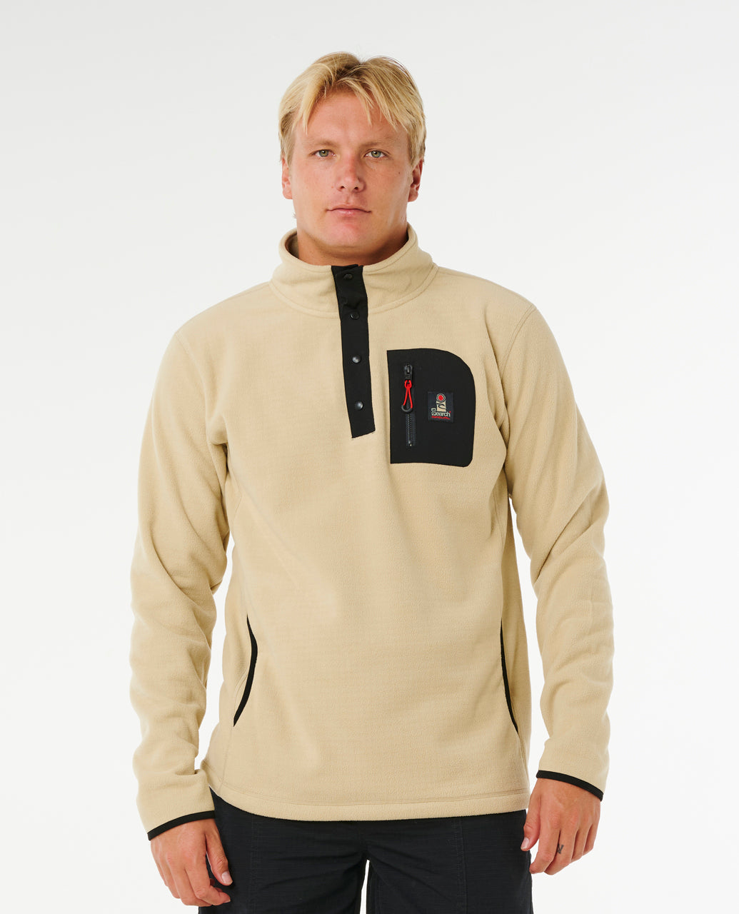 SEARCH POLAR FLEECE CREW - khaki sand