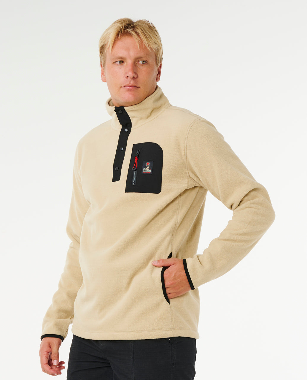 SEARCH POLAR FLEECE CREW - khaki sand