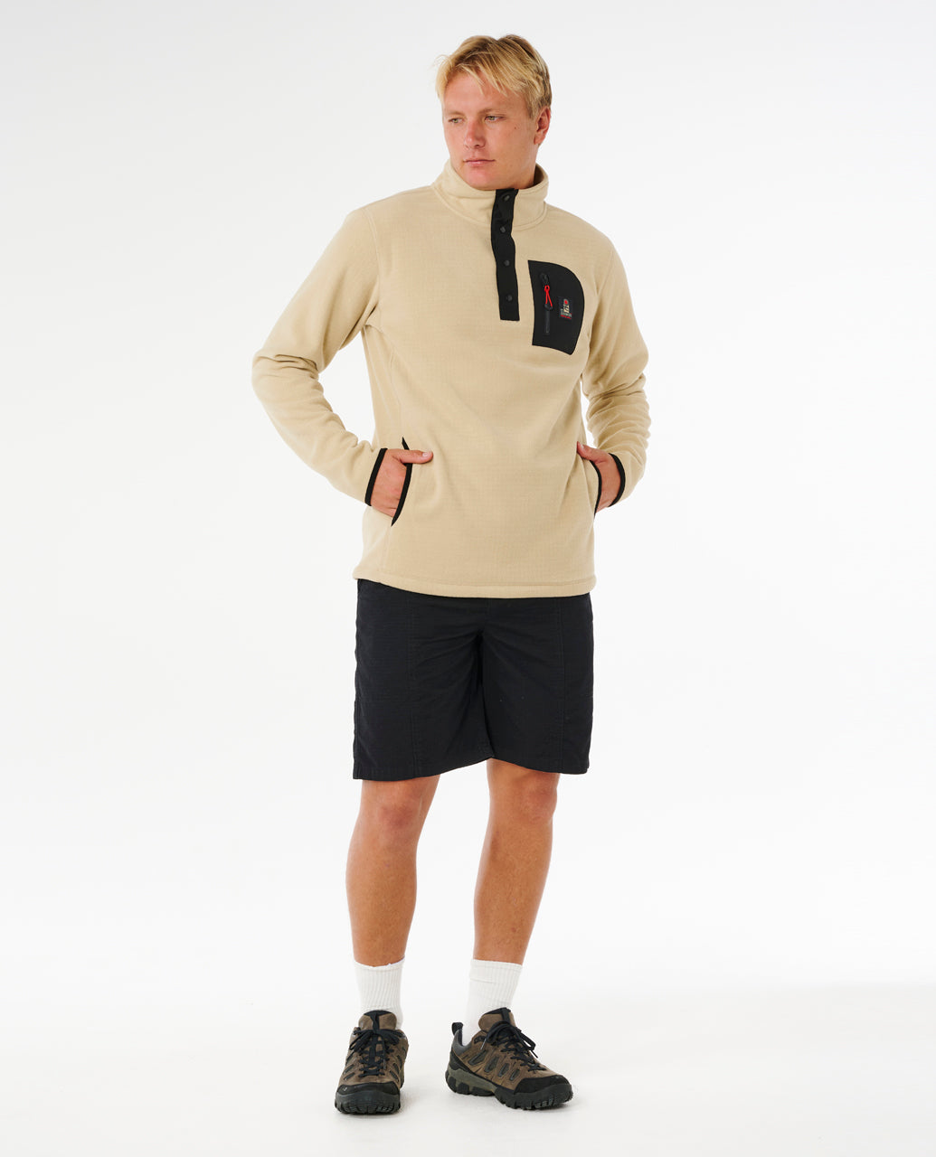 SEARCH POLAR FLEECE CREW - khaki sand