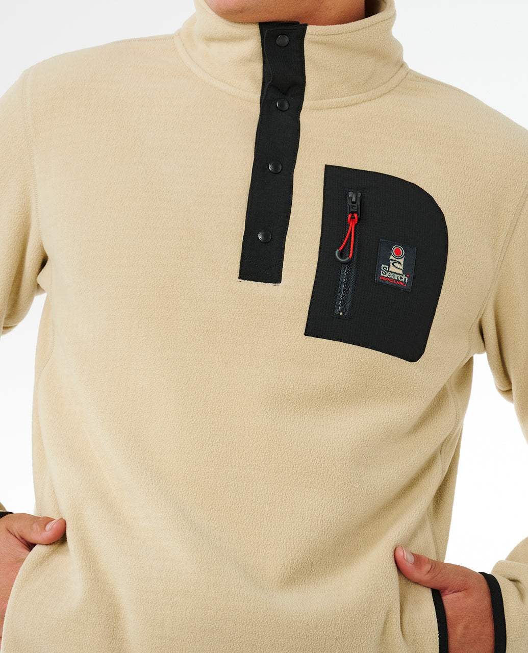 SEARCH POLAR FLEECE CREW - khaki sand